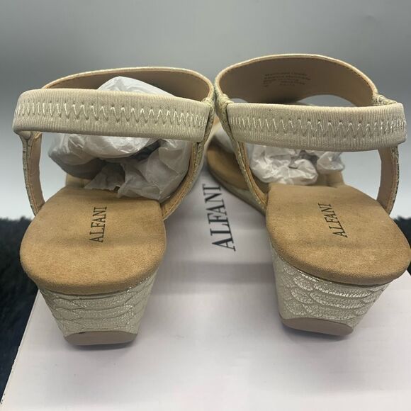 Alfani Women's Step 'N Flex Vacanzaa Wedge Sandals Stone Metallic  Size 7M - Picture 3 of 5